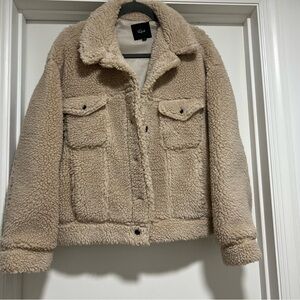 Rails tan/cream faux fur bomber jacket size large